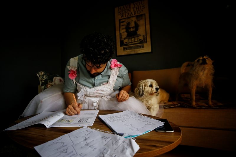 Cayan Hakiki studies for the university entrance exams at her home in Ankara