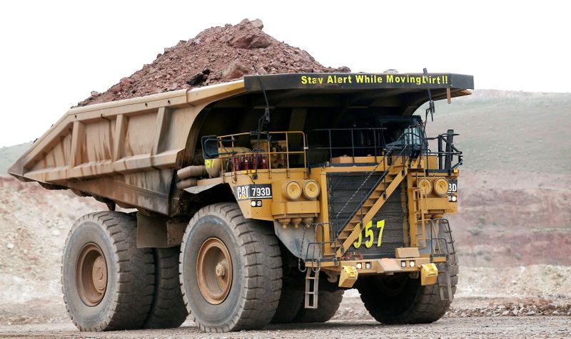 FILE PHOTO: A haul truck carries a full load at a mine operation near Elko, Nevada