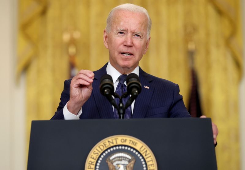 U.S. President Joe Biden delivers remarks about Afghanistan, in Washington