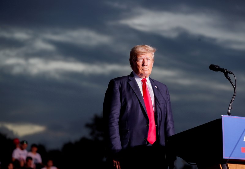 FILE PHOTO: Former President Donald Trump speaks in Sarasota