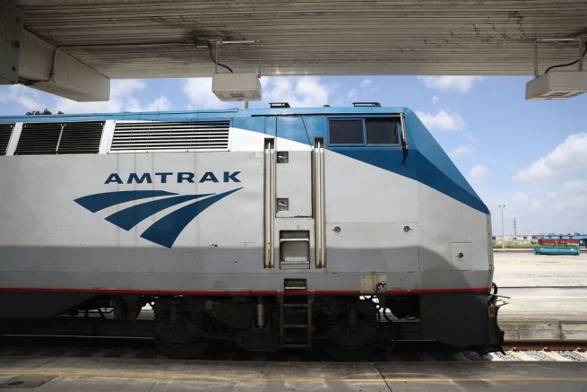 MIAMI, FL - MAY 24: An Amtrak train is seen as people board at the Miami station on May 24, 2017 in Miami, Florida. President Donald Trump's budget proposal would terminate federal dollars that support Amtrak's long-distance services, which would potentially mean an elimination of all Amtrak service in Florida. (Photo by Joe Raedle/Getty Images)