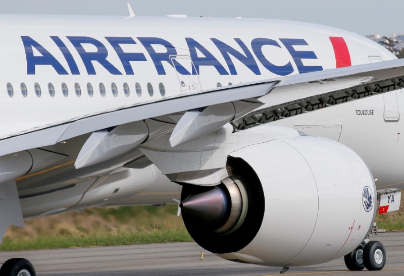 FILE PHOTO: The first Air France Airbus A350 prepares to take off after a ceremony at the aircraft builder's headquarters in Colomiers near Toulouse, France