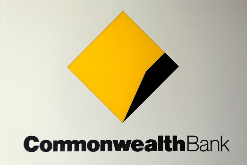 FILE PHOTO: The Commonwealth Bank (CBA) logo is pictured at the Australian bank's headquarters in Sydney