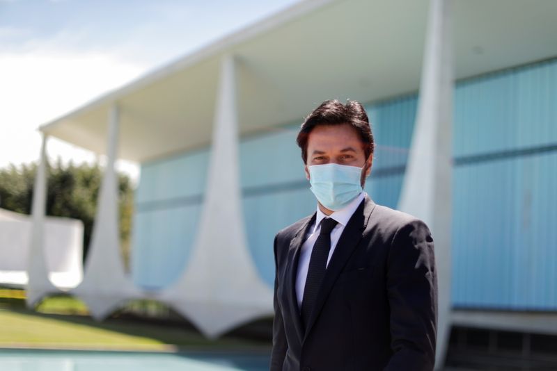 FILE PHOTO: Brazil's Communications Minister Fabio Faria, is seen after a meeting with Brazil's President Bolsonaro and the heads of National Congress, the Supreme Court and governors, in Brasilia