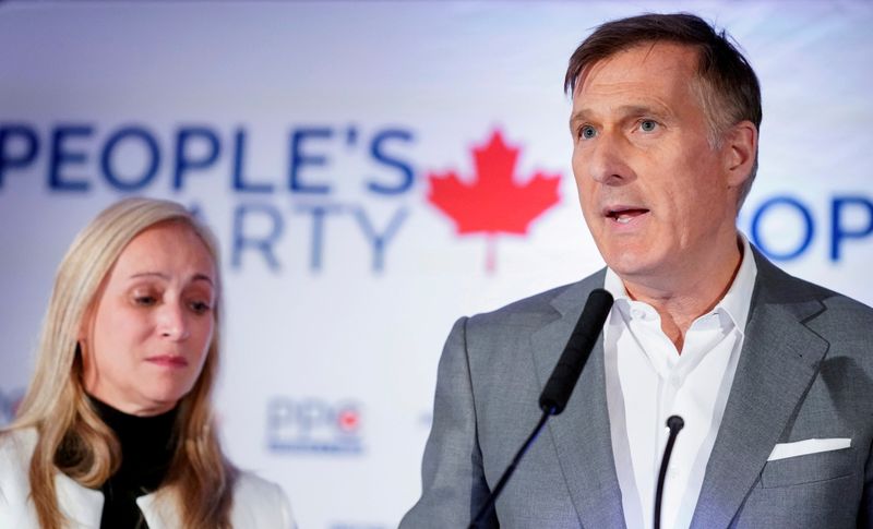 FILE PHOTO: People's Party of Canada (PPC) leader Maxime Bernier speaks after the announcement of federal election results in Beauceville