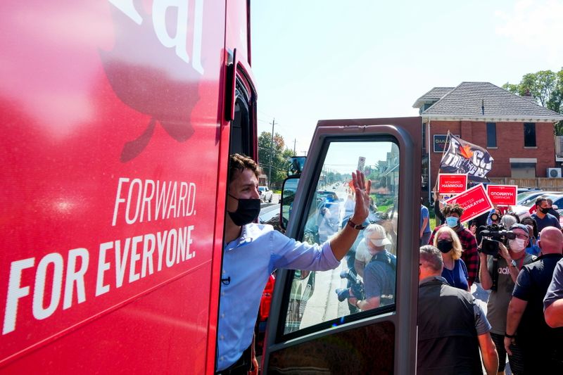 Canada's Prime Minister Justin Trudeau campaigns in London, Ontario