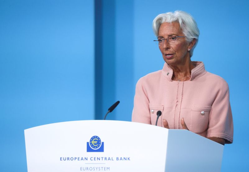 FILE PHOTO: ECB President Lagarde takes part in a news conference in Frankfurt