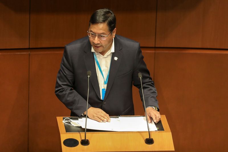 Bolivia's President Arce visits Mexico's Senate building in Mexico City