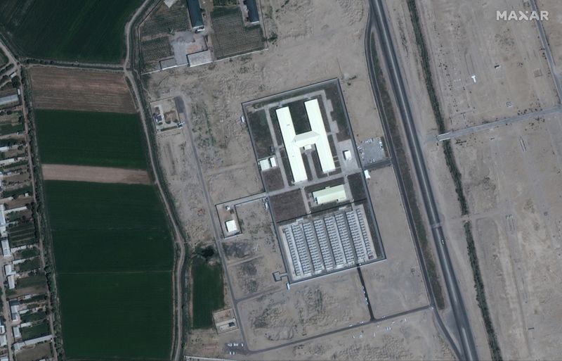 A satellite image shows the Uzbek camp just across the border from Afghanistan