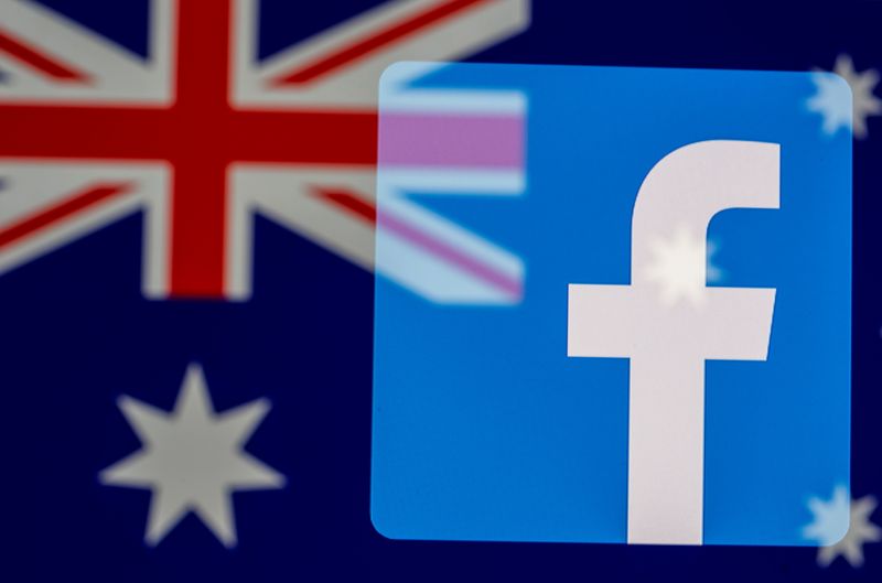 FILE PHOTO: Facebook logo and Australian flag are displayed in this illustration taken