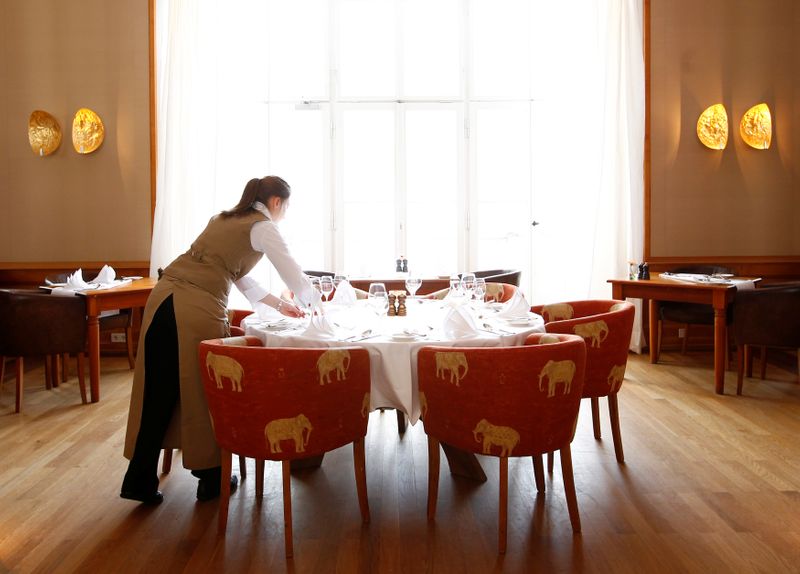 FILE PHOTO: General view shows restaurant of hotel castle Elmau in Kruen
