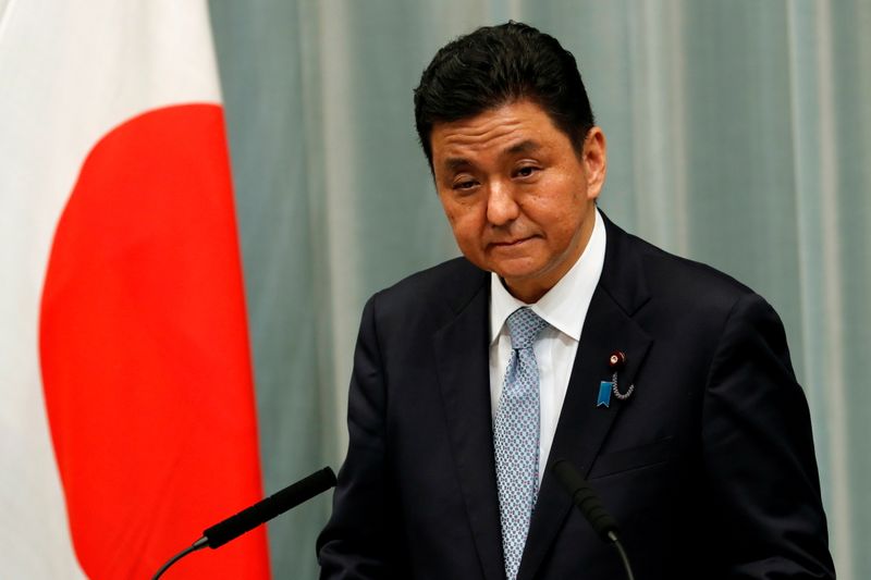 FILE PHOTO: Japan's Defense Minister Nobuo Kishi attends a news conference in Tokyo