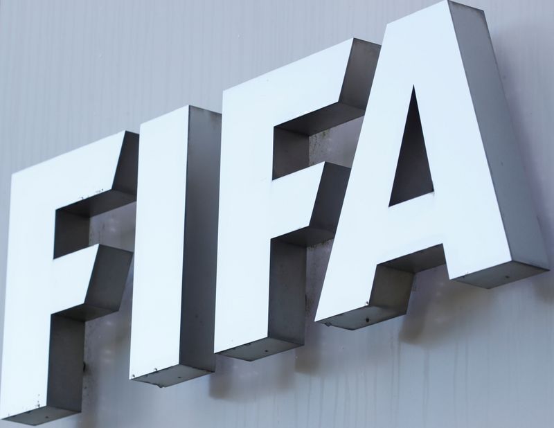 FILE PHOTO: FIFA's logo is seen in front of its headquarters in Zurich