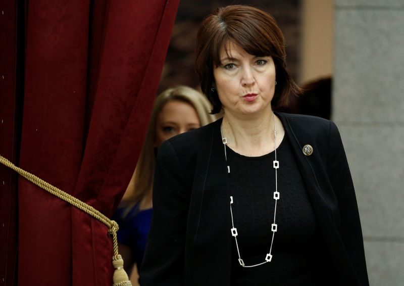 Rep. Cathy McMorris Rodgers (R-WA) arrives for a Republican caucus meeting in Washington