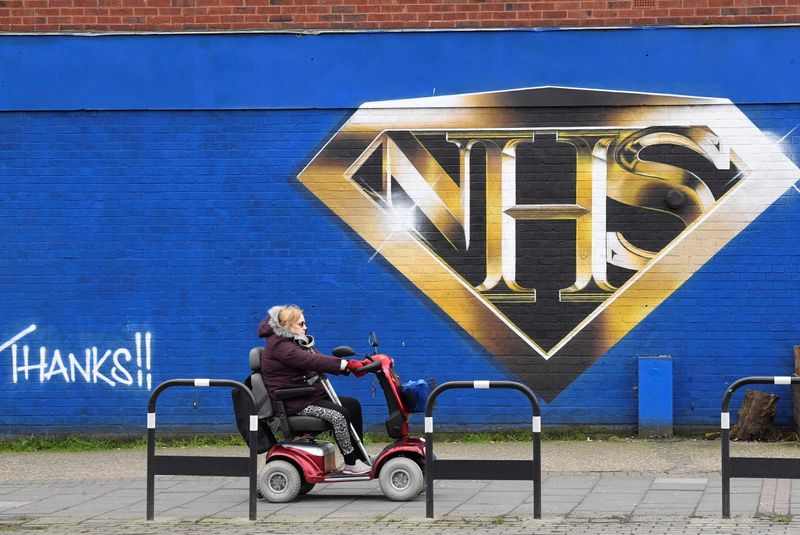 Mural praising the NHS (National Health Service) is seen amidst the continuation of the coronavirus disease (COVID-19) pandemic, London