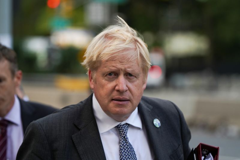 British Prime Minister Boris Johnson walks in New York