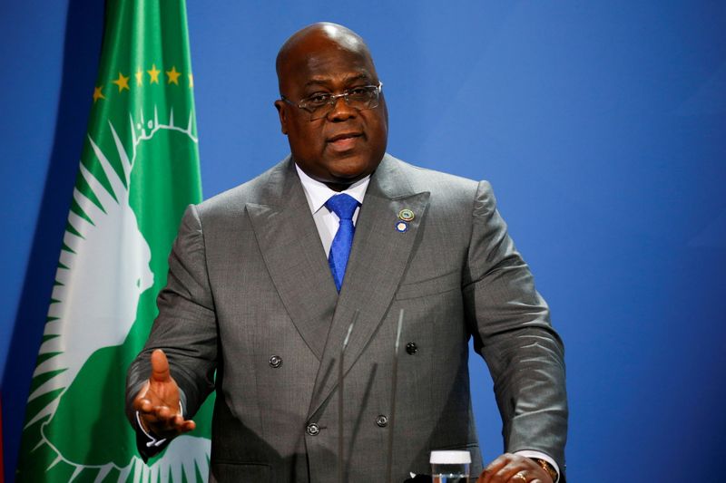 FILE PHOTO: Felix Tshisekedi, President of the Democratic Republic of the Congo attends a news conference in Berlin