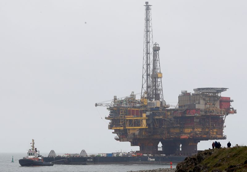 Shell's Brent Delta oil platform is towed into Hartlepool