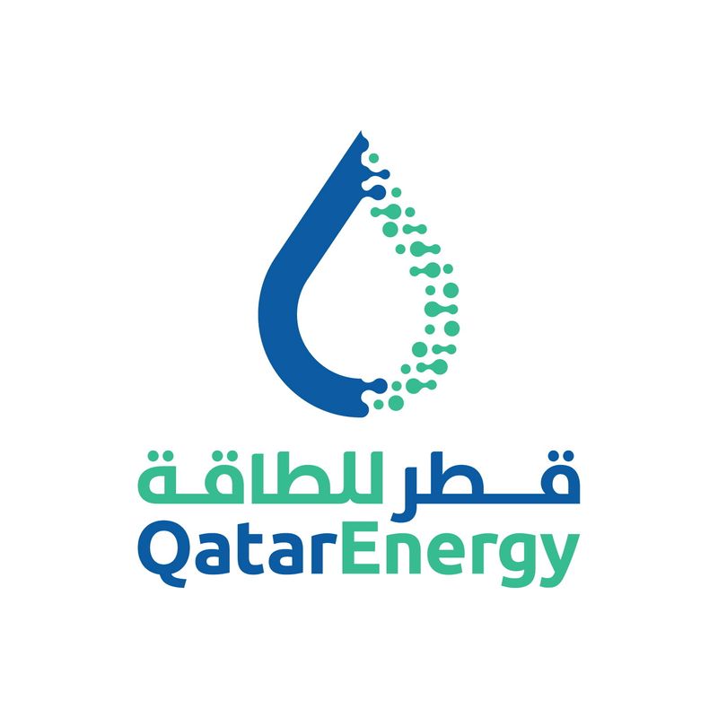 FILE PHOTO: The new Qatar Energy logo is pictured during a news conference in Doha