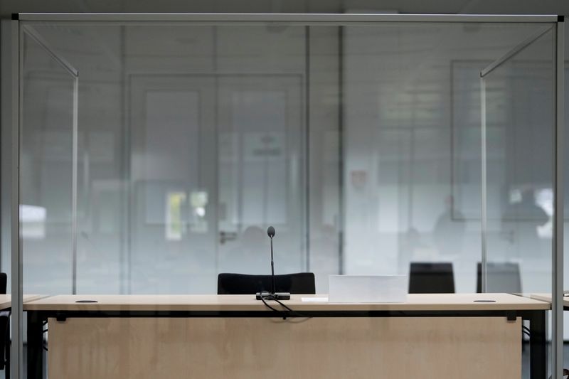 The picture shows the empty seat of the accused 96-year-old former secretary to the SS commander of the Stutthof concentration camp before a trial against her, in Itzehoe