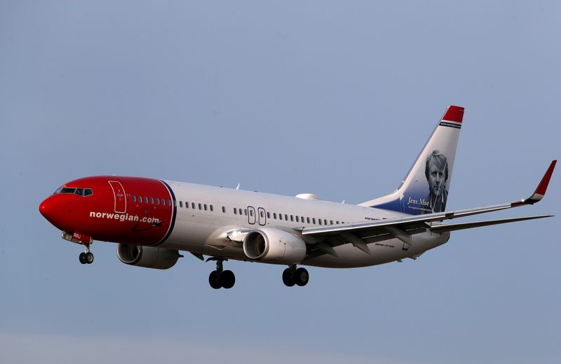 FILE PHOTO: Norwegian Air Sweden Boeing 737-800 plane SE-RRJ approaches Riga International Airport in Riga