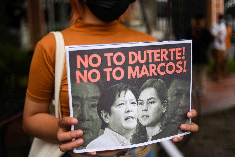 Demonstrators hold protest following Ferdinand “Bongbong” Marcos Jr's presidential bid in Quezon City