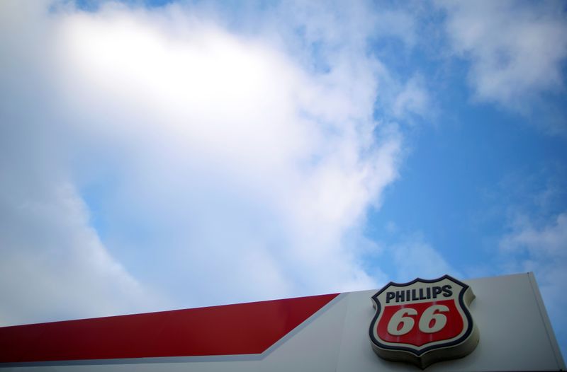 A Phillips 66 sign is seen at a gas station in the Chicago suburb of Wheeling