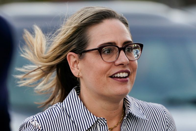 U.S. Senator Kyrsten Sinema (D-AZ) arrives for a vote at the U.S. Capitol in Washington