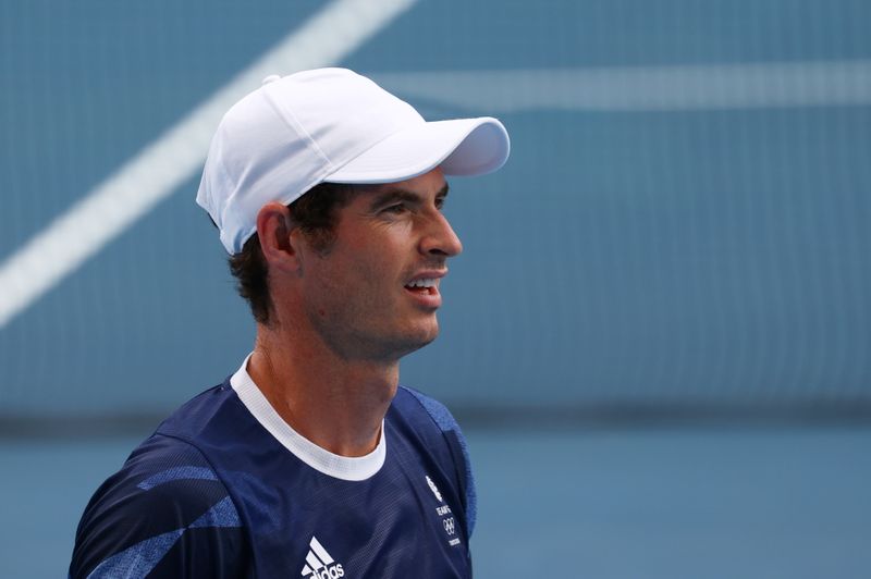 FILE PHOTO: Andy Murray in action during training
