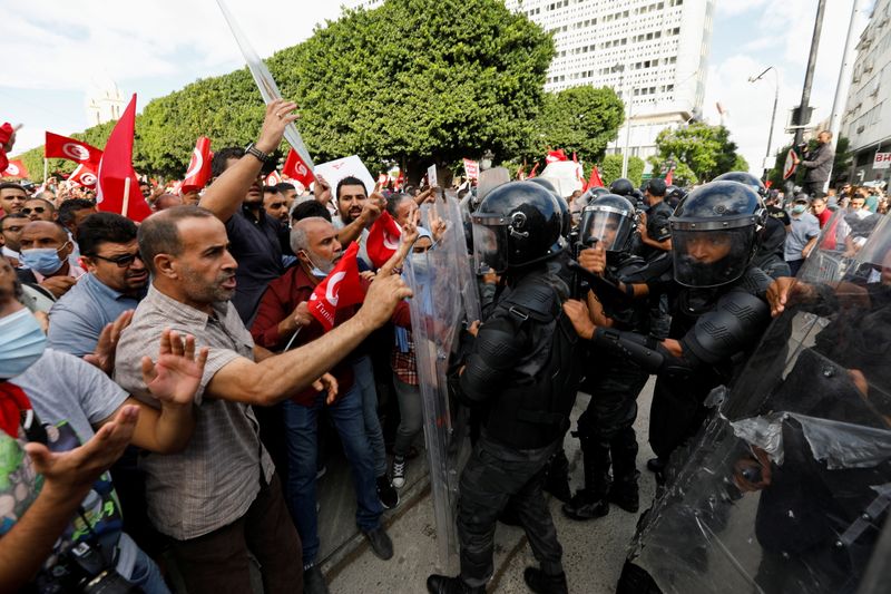 Protest against Tunisian President Kais Saied's seizure of governing powers, in Tunis