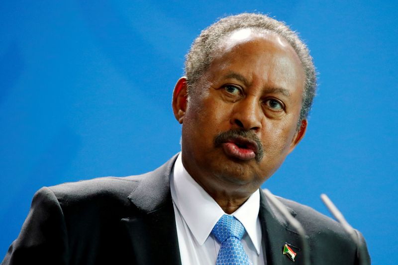 FILE PHOTO: Sudan's Prime Minister Abdalla Hamdok addresses the media at the Chancellery in Berlin