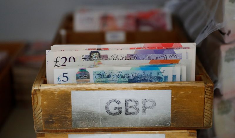 FILE PHOTO: British Pound Sterling banknotes are pictured at the Money Service Austria company's headquarters in Vienna