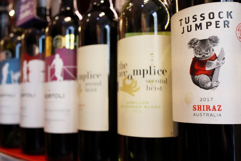 Bottles of Australian wine are seen at a store selling imported wine in Beijing