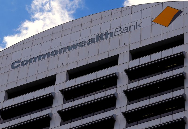 FILE PHOTO: The logo for the Commonwealth Bank of Australia adorns their head office in central Sydney