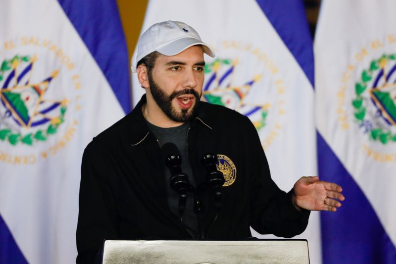 FILE PHOTO: El Salvador's President Bukele lays the first stone of veterinary hospital in Antiguo Cuscatlan