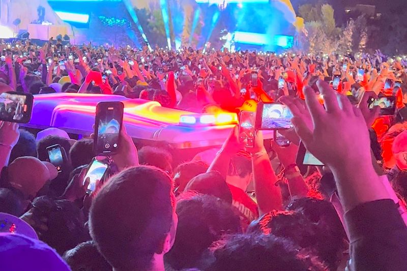 Ambulance is seen in the crowd during the Astroworld music festiwal in Houston