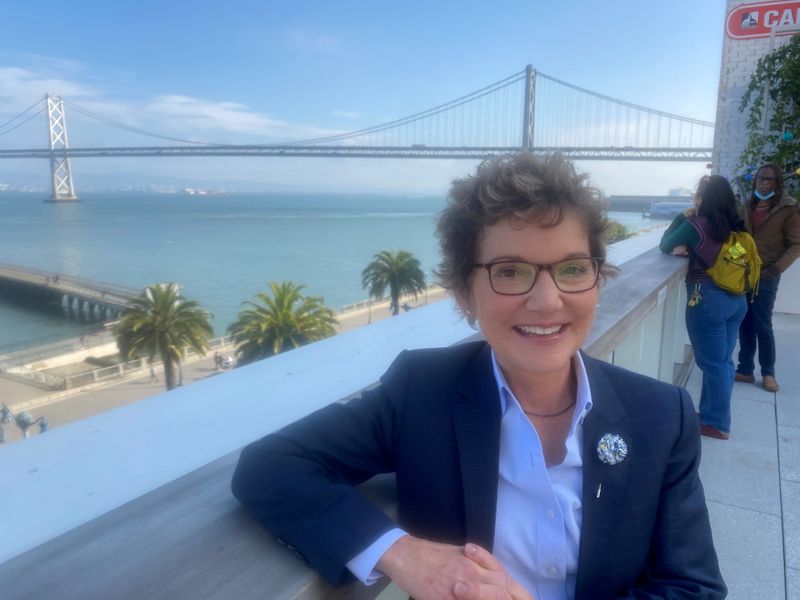 FILE PHOTO: San Francisco Federal Reserve Bank President Mary Daly poses before public event, in San Francisco