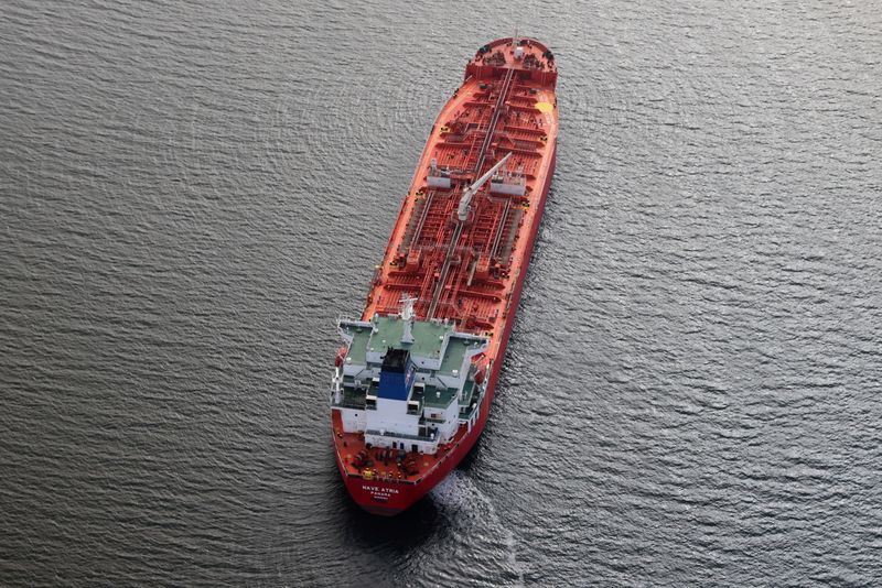 FILE PHOTO: An oil tanker waits in line in the ocean outside the Port of Long Beach-Port of Los Angeles complex, amid the coronavirus disease (COVID-19) pandemic, in Los Angeles