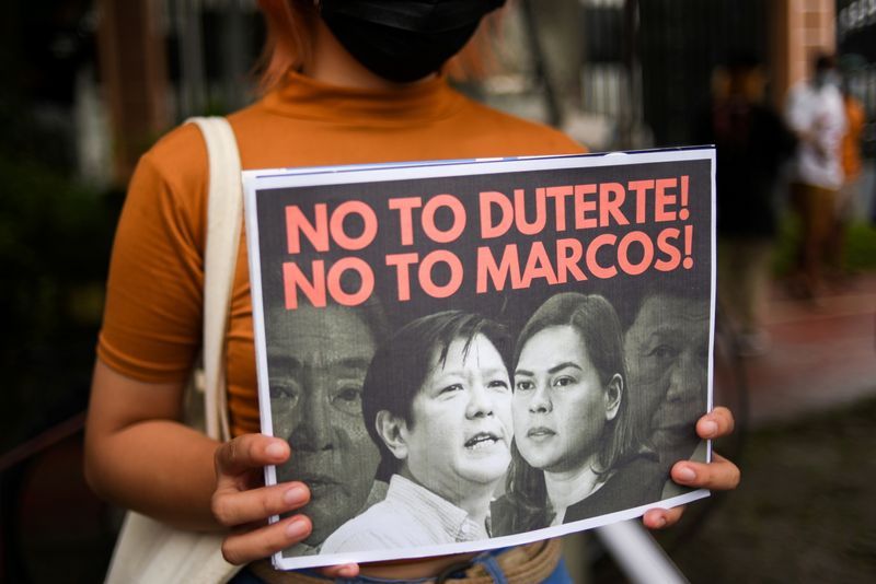 FILE PHOTO: Demonstrators hold protest following Ferdinand “Bongbong” Marcos Jr's presidential bid in Quezon City