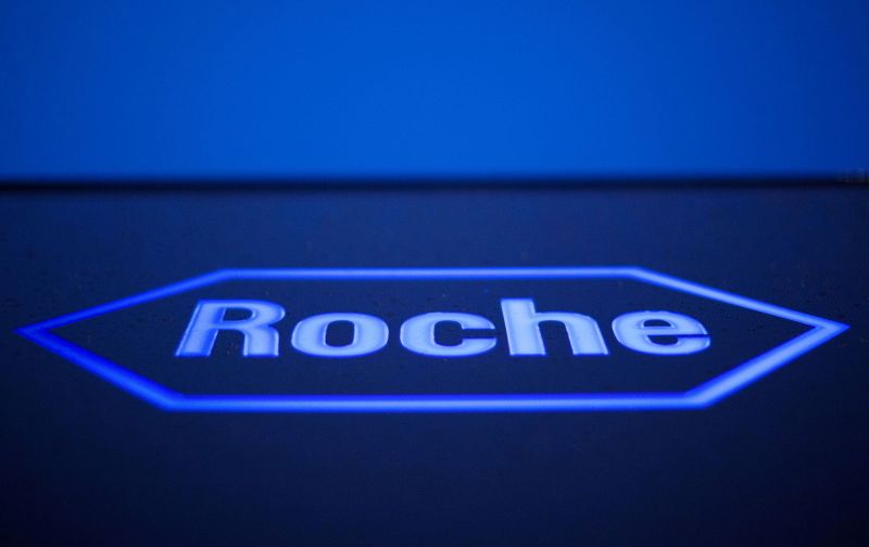 FILE PHOTO: Logo of Swiss pharmaceutical company Roche is pictured in Rotkreuz