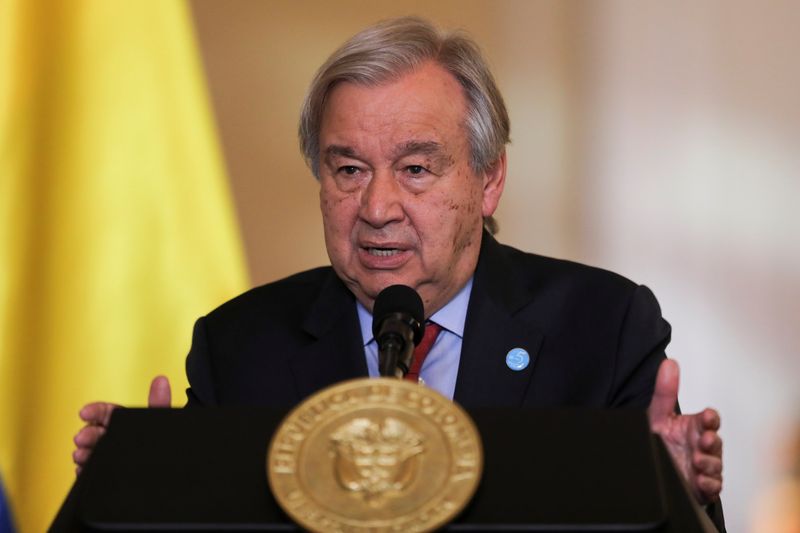 FILE PHOTO: U.N. Secretary General Guterres and Colombia's President Duque hold news conference in Bogota