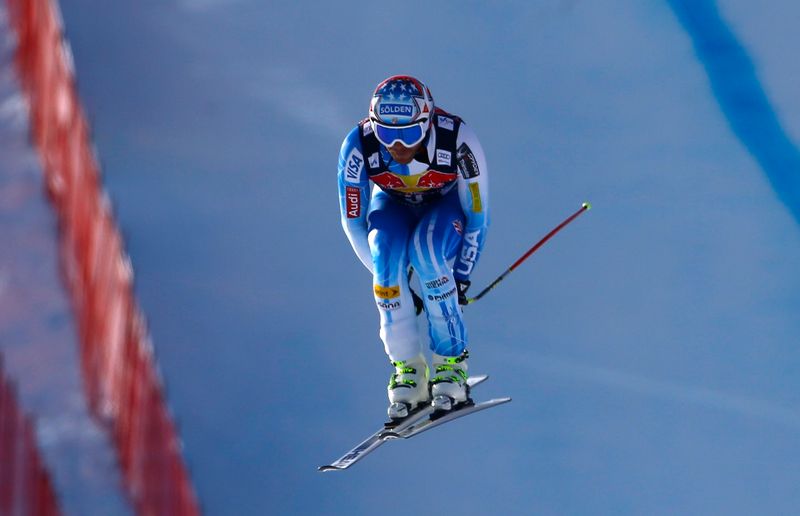 Miller of the U.S. participates in the final training session for the men's downhill event at the FIS Alpine Skiing World Cup in the Austrian alpine skiing resort of Kitzbuehel