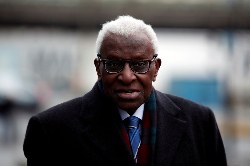 FILE PHOTO: Former President of International Association of Athletics Federations (IAAF) Lamine Diack arrives for his trial at the Paris courthouse