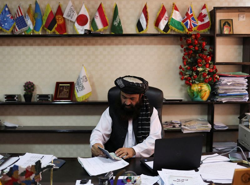 Alam Gul Haqqani, Head of Afghanistan Passport Office attends an interview in Kabul