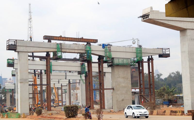 Motorist drives on the controlled section during the construction of the Nairobi Expressway in Nairobi