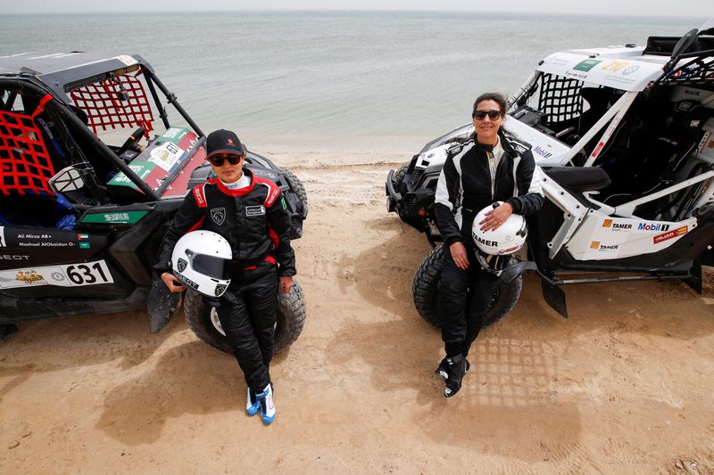 FILE PHOTO: First Saudi female drivers in rally race