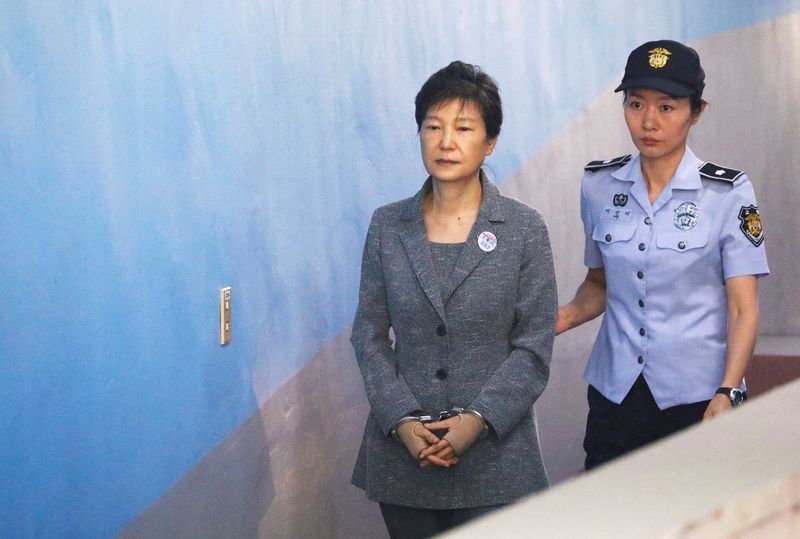 FILE PHOTO: South Korean ousted leader Park Geun-hye arrives at a court in Seoul