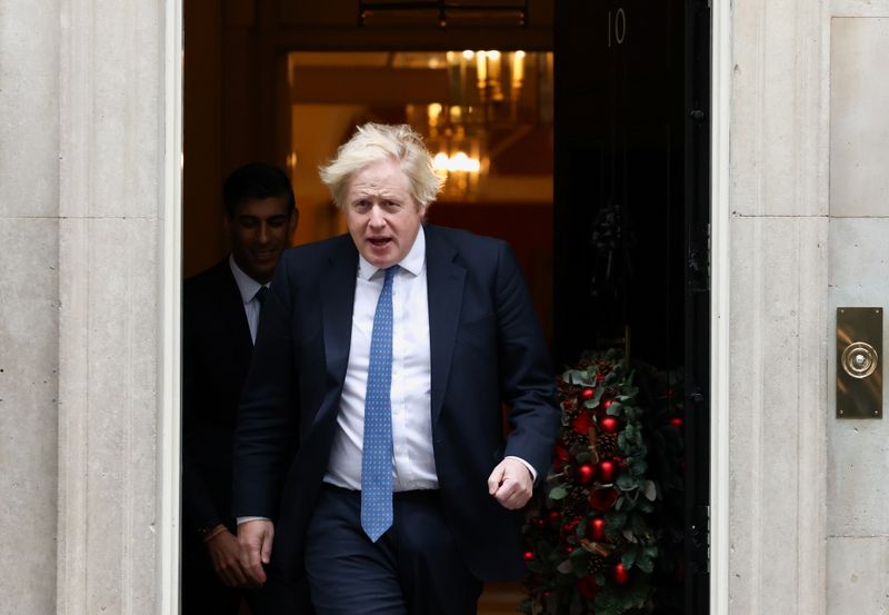 British PM Boris Johnson meets Michelle Ovens of Small Business Saturday in London