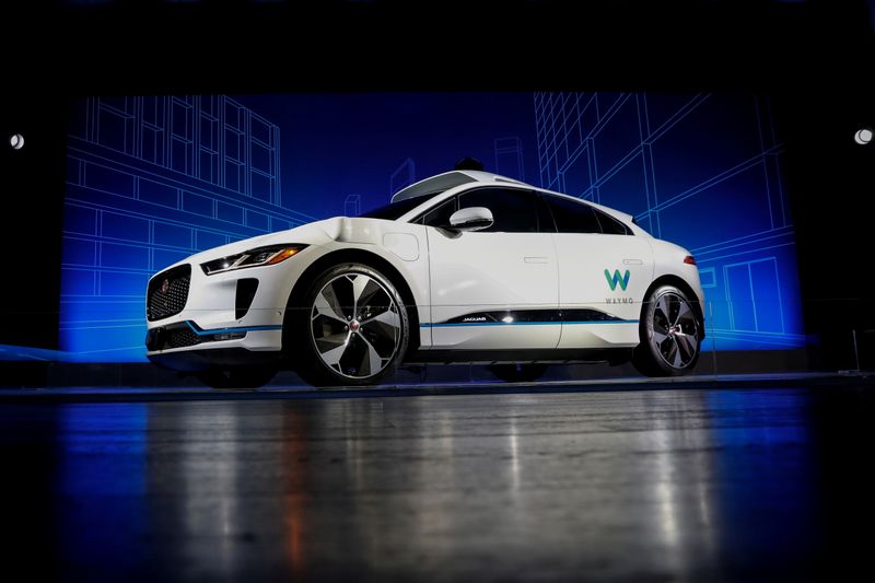 FILE PHOTO: A Jaguar I-PACE self-driving car is pictured during its unveiling by Waymo in the Manhattan borough of New York