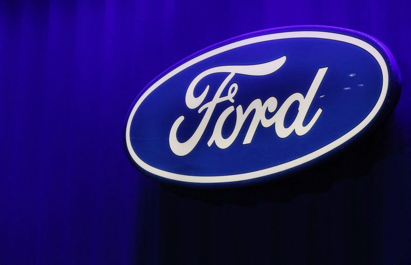 FILE PHOTO: Ford logo is seen at the North American International Auto Show in Detroit, Michigan